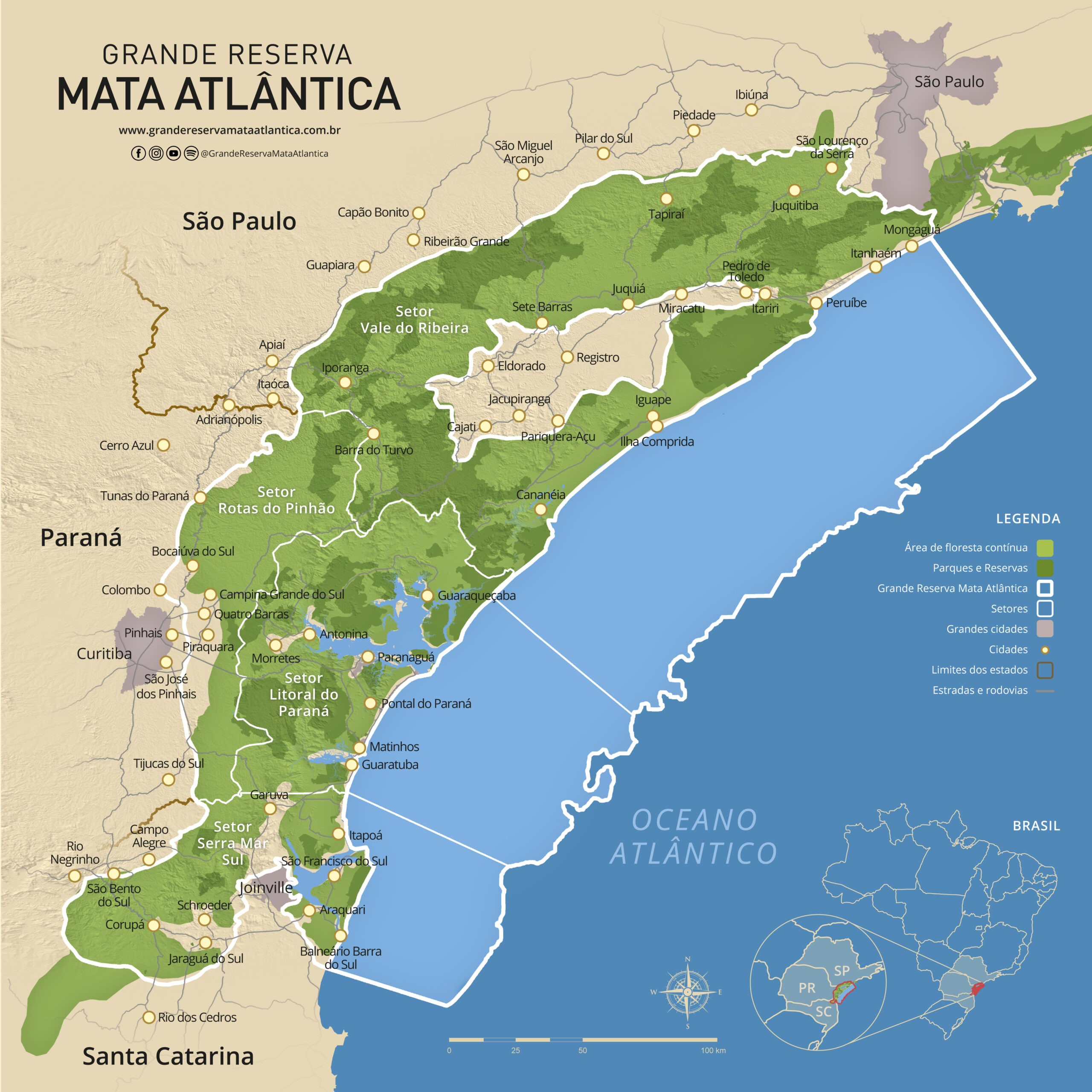 Mapa da Grande Reserva Mata Atlântica